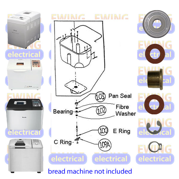 Breville BB250 BB290 BB300 BB400 BB420 BBM600 BBM800 Bread Maker Pan Seal Kit