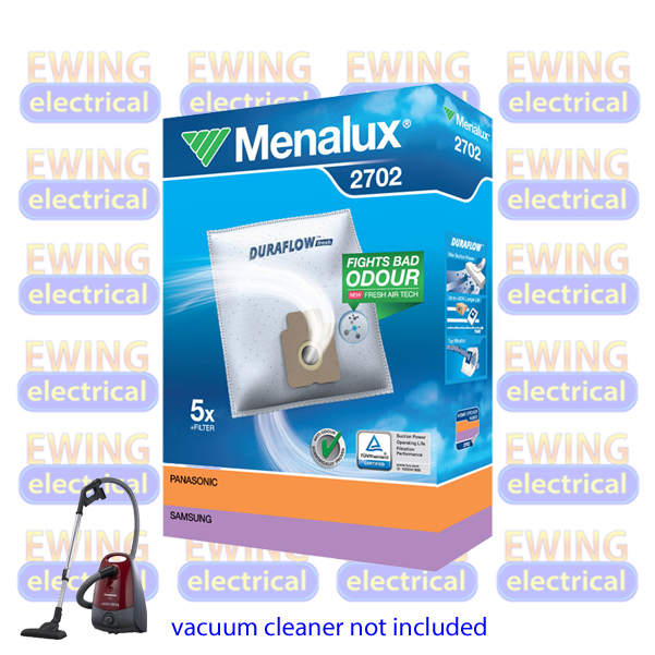 Menalux 2702 T28N 900196144 Panasonic Samsung Duraflow Vacuum Bags Pk5