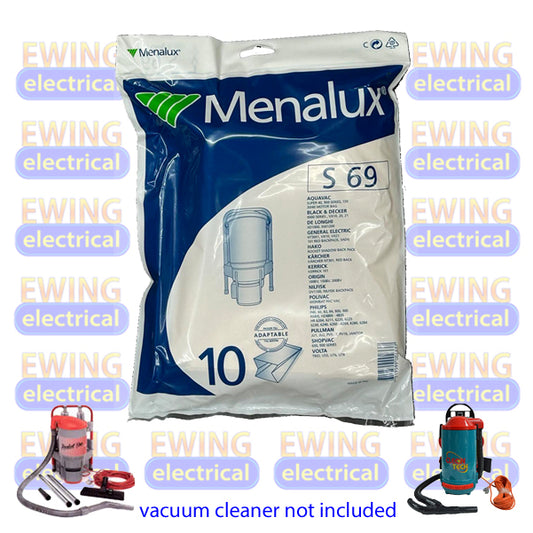 Menalux S69 Commercial Backpack Open Ended Vacuum Bags Pk10 - UNI 64 replacement